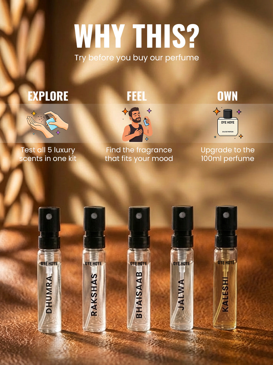 Men's Trial Pack Of 5 EDP Perfume Tester 2ml Each